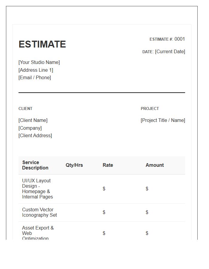 Web Graphics Design Project Estimate Invoice Template