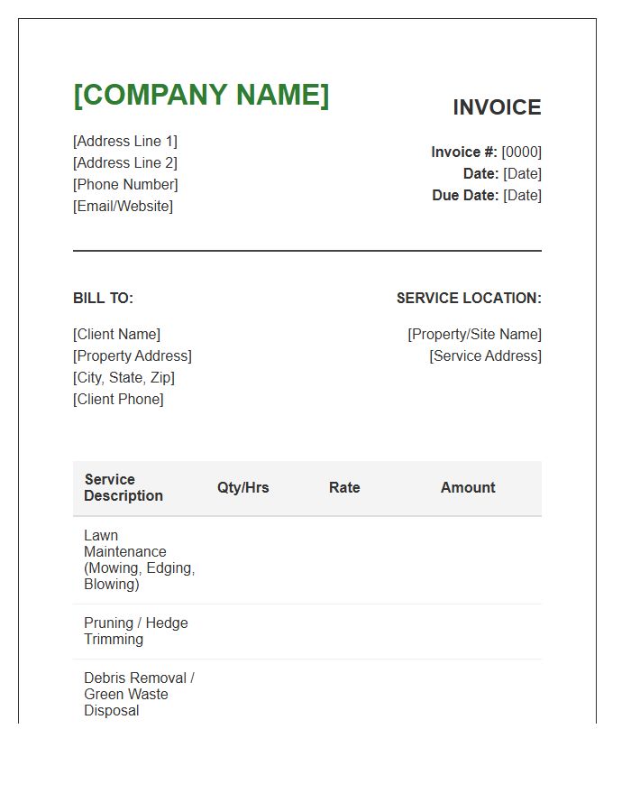 Commercial Yard Service Invoice Template