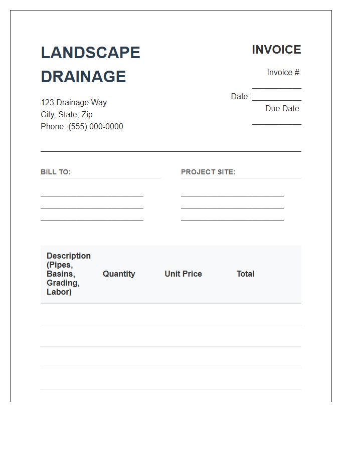 Landscape Drainage System Invoice Template