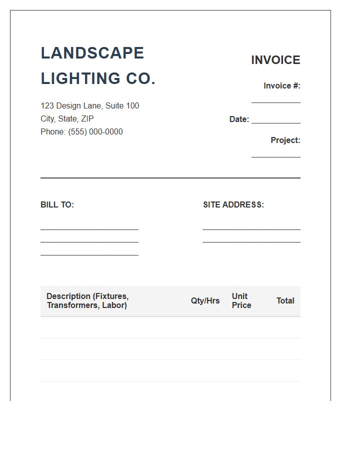 Landscape Lighting Project Invoice Template