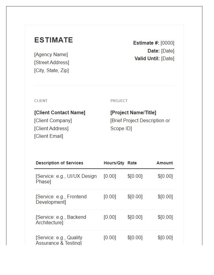 Agency Web Development Estimate Invoice Template