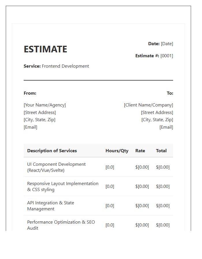 Frontend Development Services Estimate Invoice Template