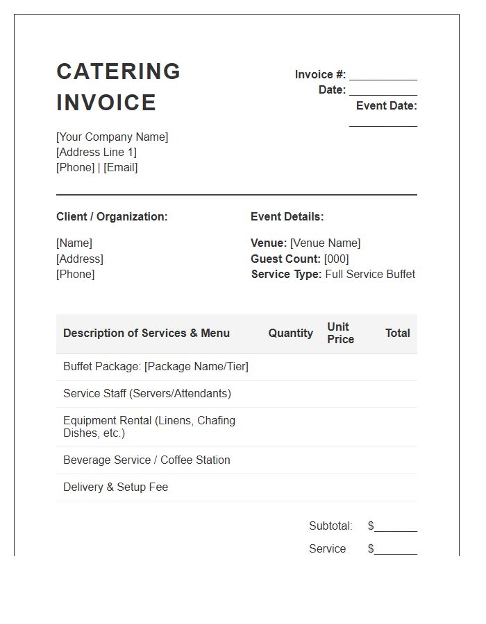 Full Service Buffet Catering Invoice Template