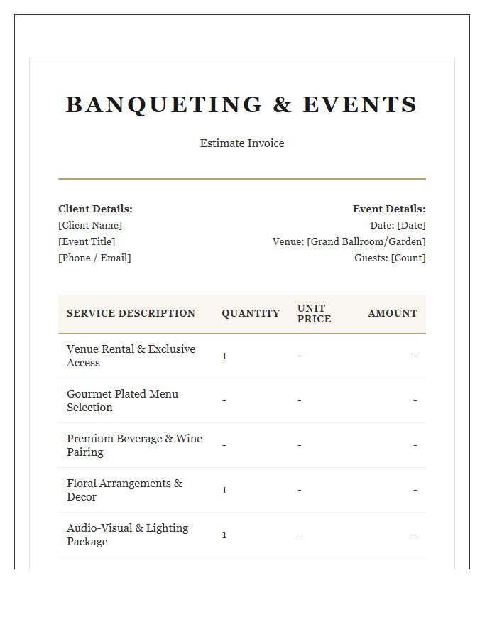 Luxury Banquet Event Estimate Invoice Template