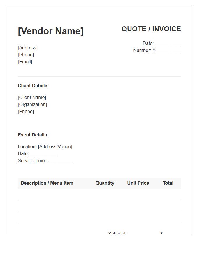 Mobile Catering Vendor Quote Invoice Template