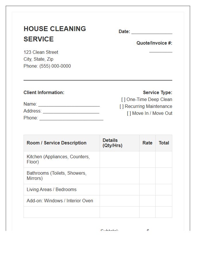House Cleaning Quote And Invoice Template