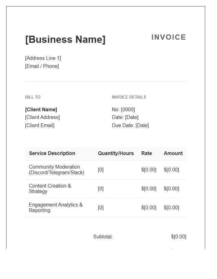 Community Management Service Invoice Template