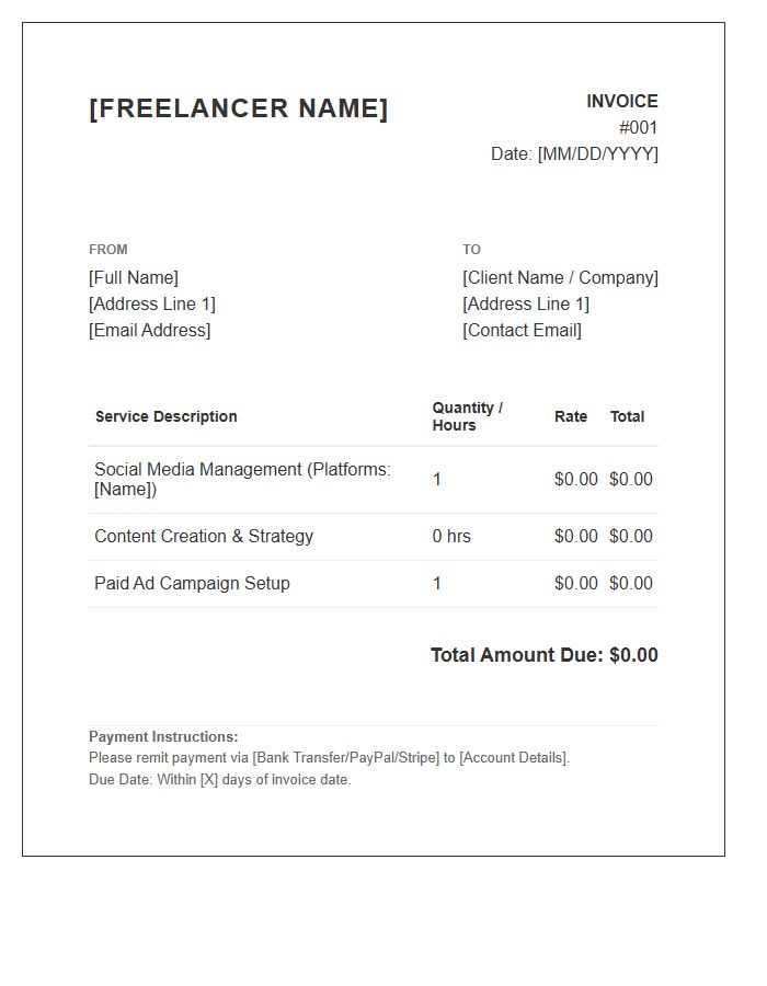 Freelance Social Media Consultant Invoice Template