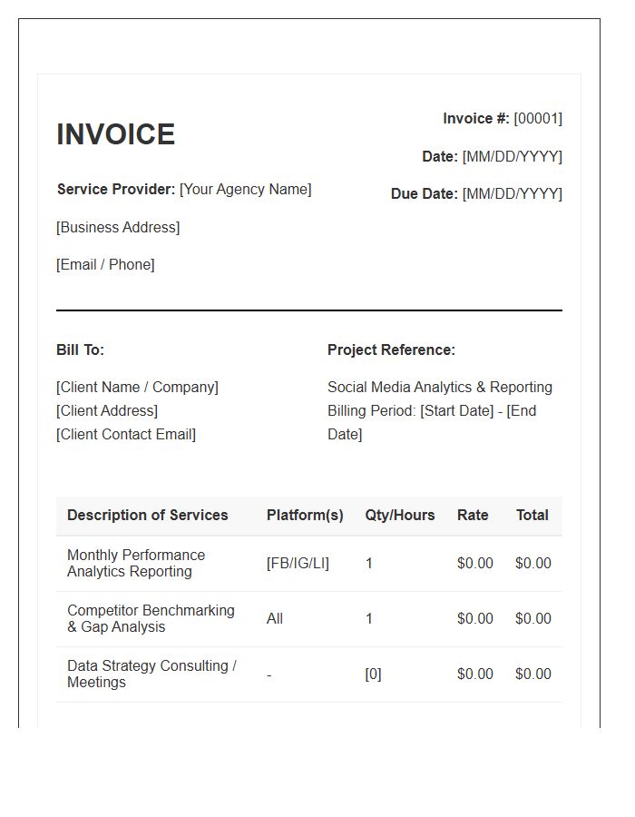 Social Media Analytics Service Invoice Template