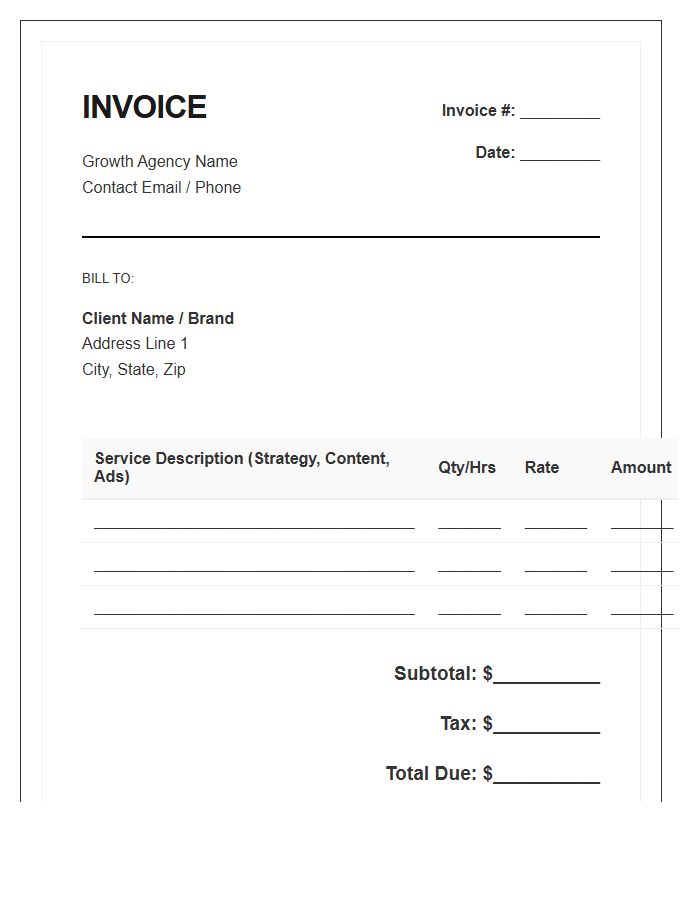 Social Media Brand Growth Invoice Template