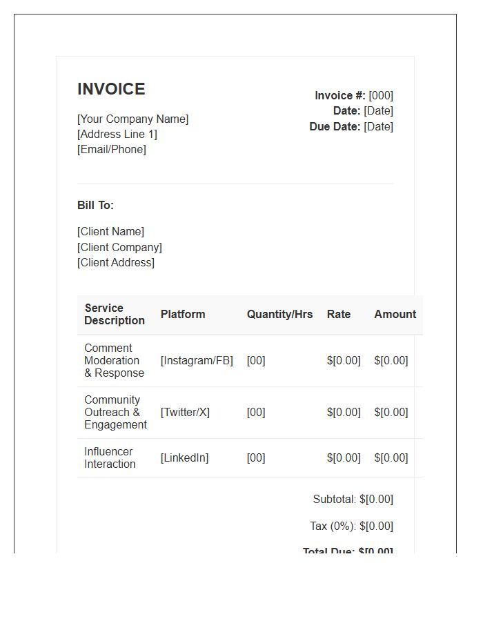 Social Media Engagement Service Invoice Template