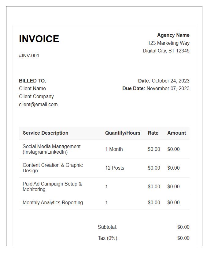 Social Media Marketing Services Invoice Template