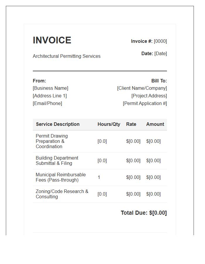 Architectural Permitting Services Invoice Template