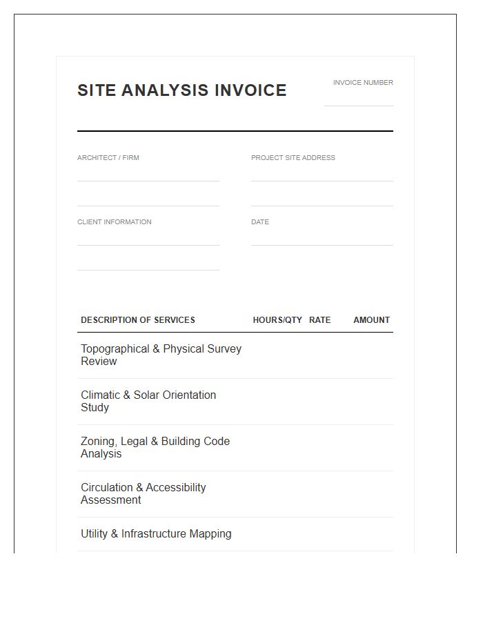 Architectural Site Analysis Invoice Template