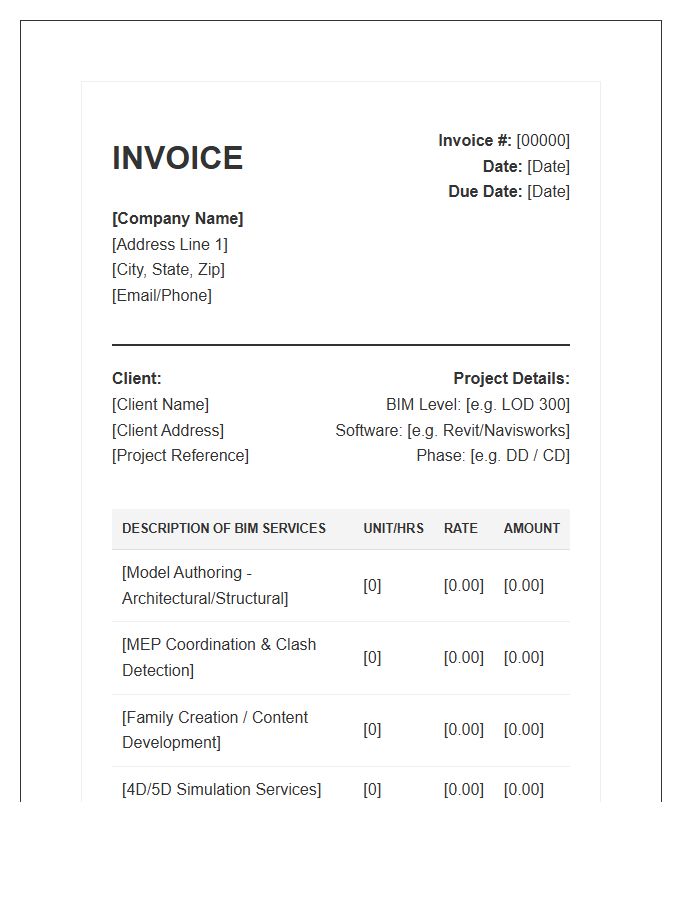 BIM Modeling Project Invoice Template