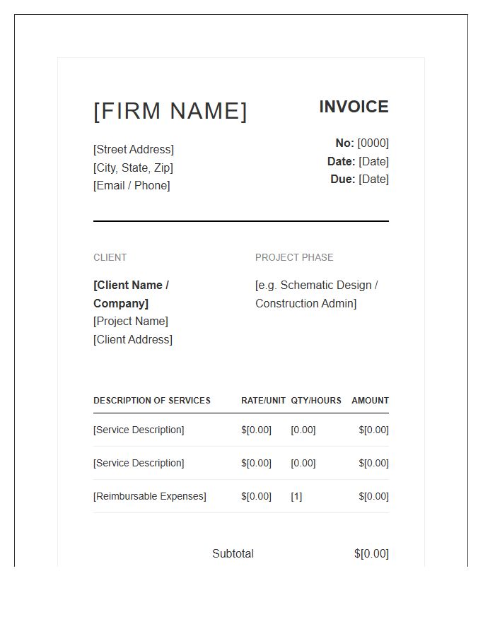 Modern Architectural Firm Invoice Template