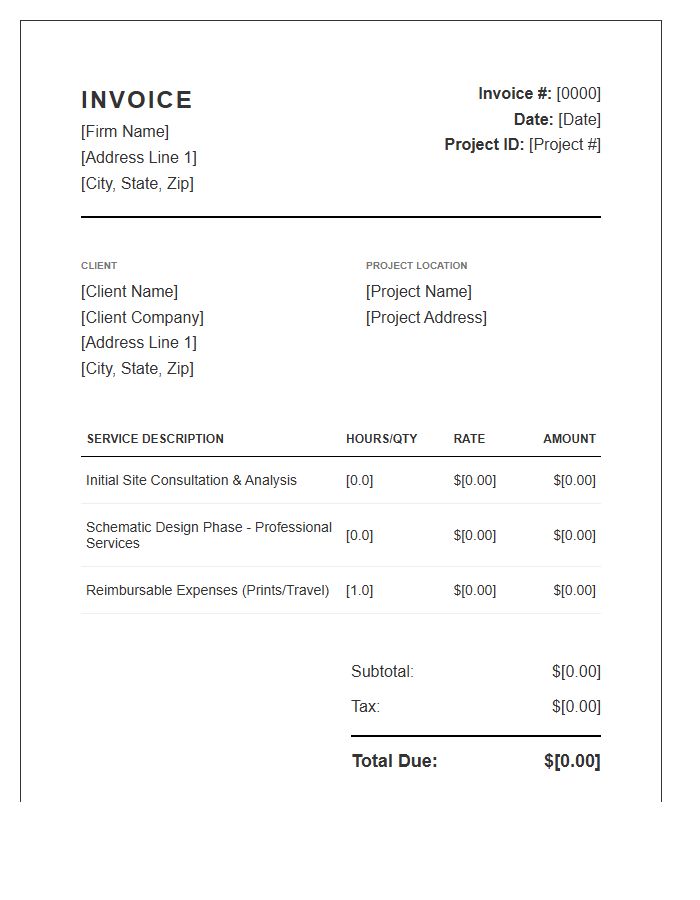 Professional Architect Consultation Invoice Template