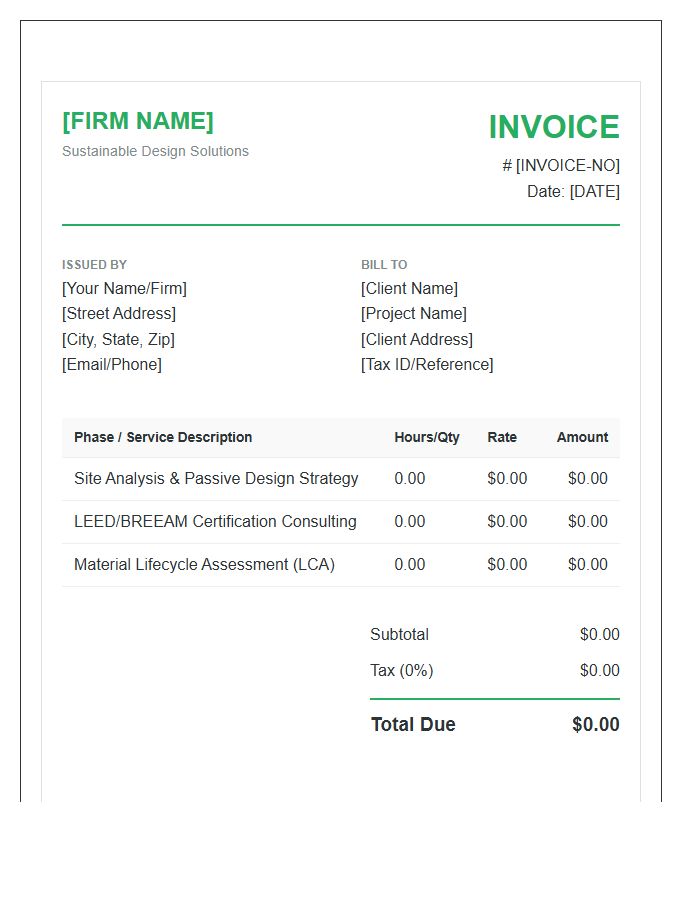 Sustainable Architecture Project Invoice Template