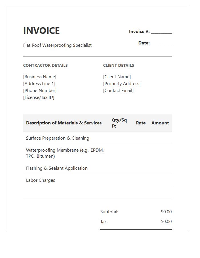 Flat Roof Waterproofing Invoice Template