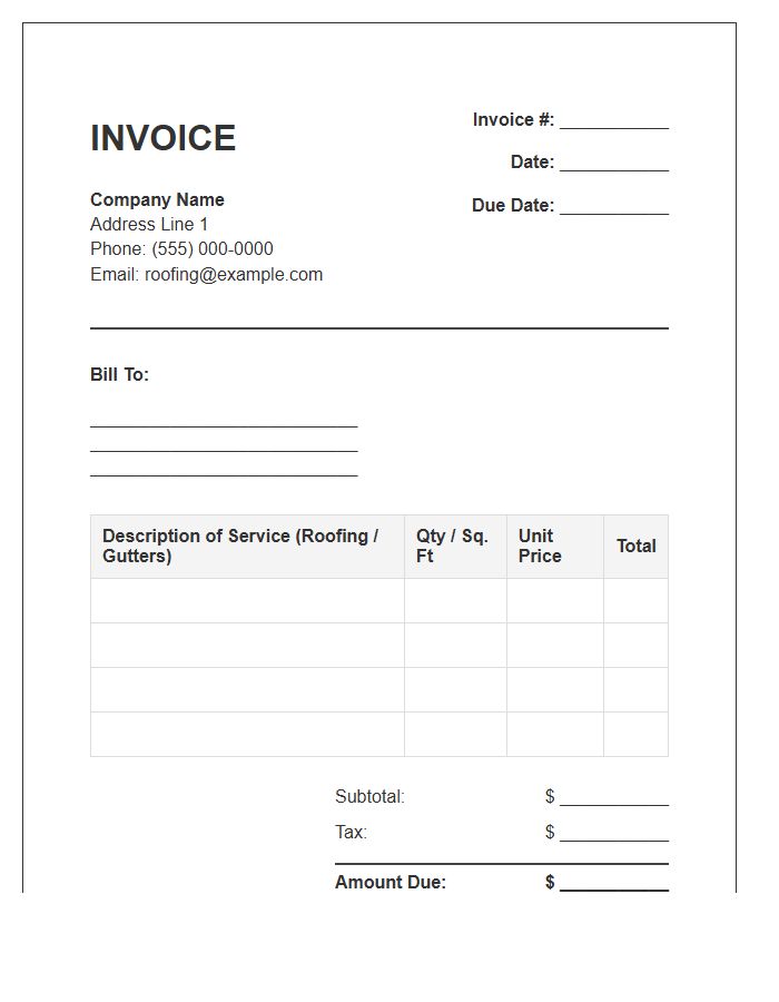 Gutter Installation And Roofing Invoice Template