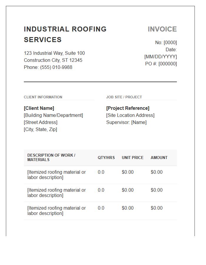Industrial Roofing Contractor Invoice Template