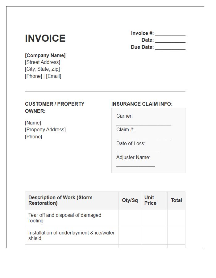 Storm Damage Roofing Invoice Template