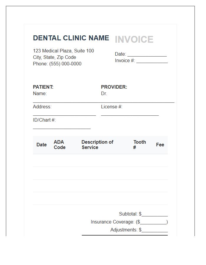 Dental Clinic Patient Invoice Template
