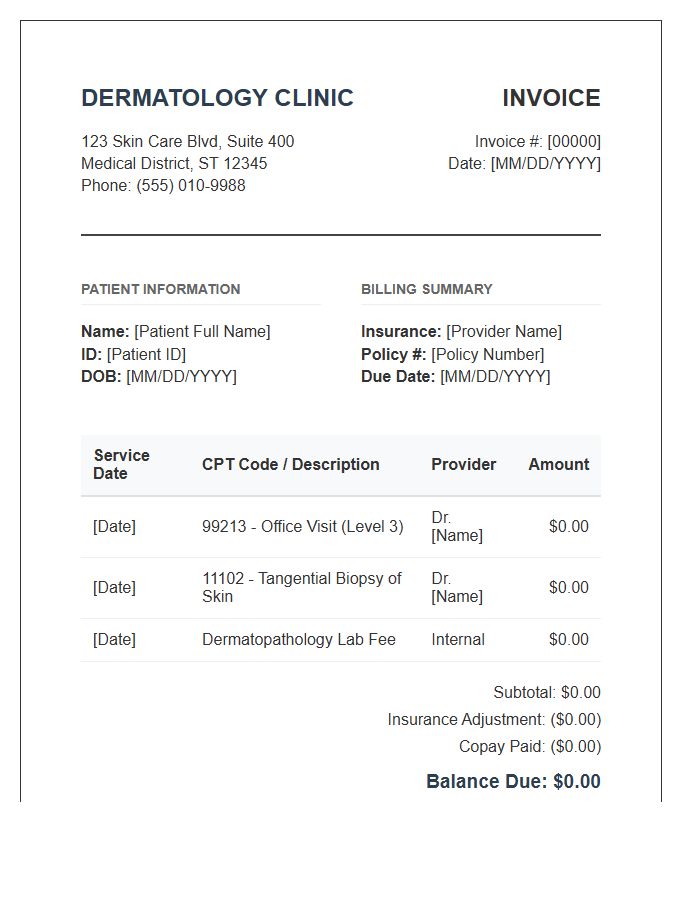 Dermatology Clinic Billing Invoice Template
