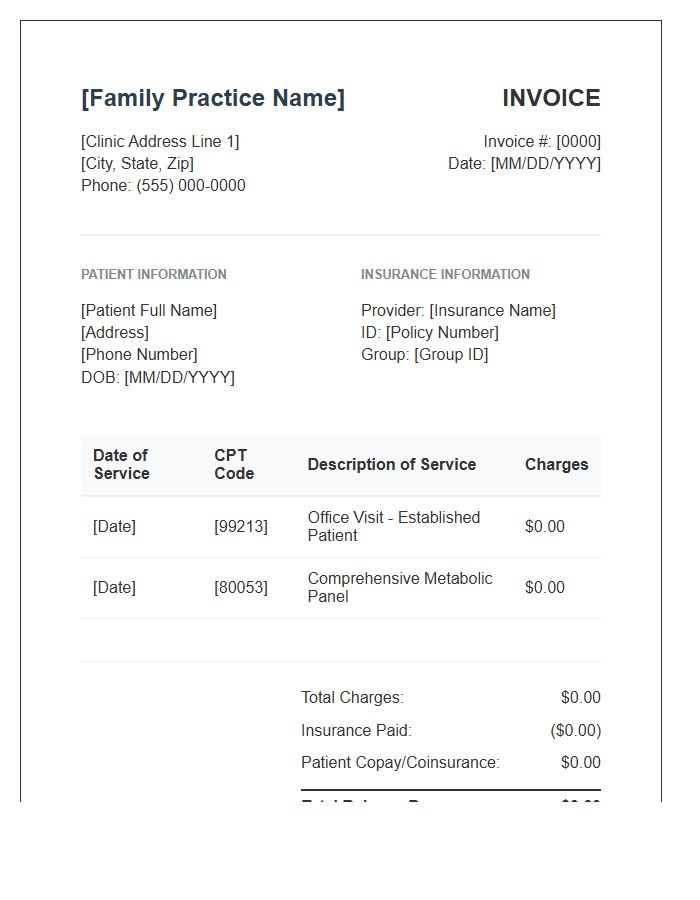 Family Practice Medical Invoice Template