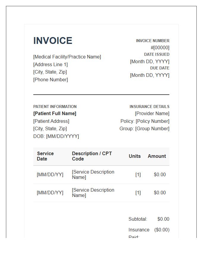 Private Healthcare Billing Invoice Template