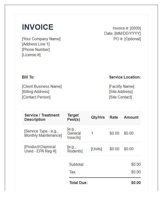Commercial Pest Management Invoice Template