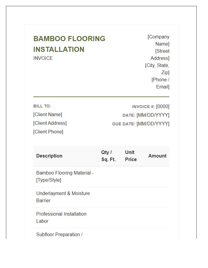 Bamboo Flooring Installation Invoice Template