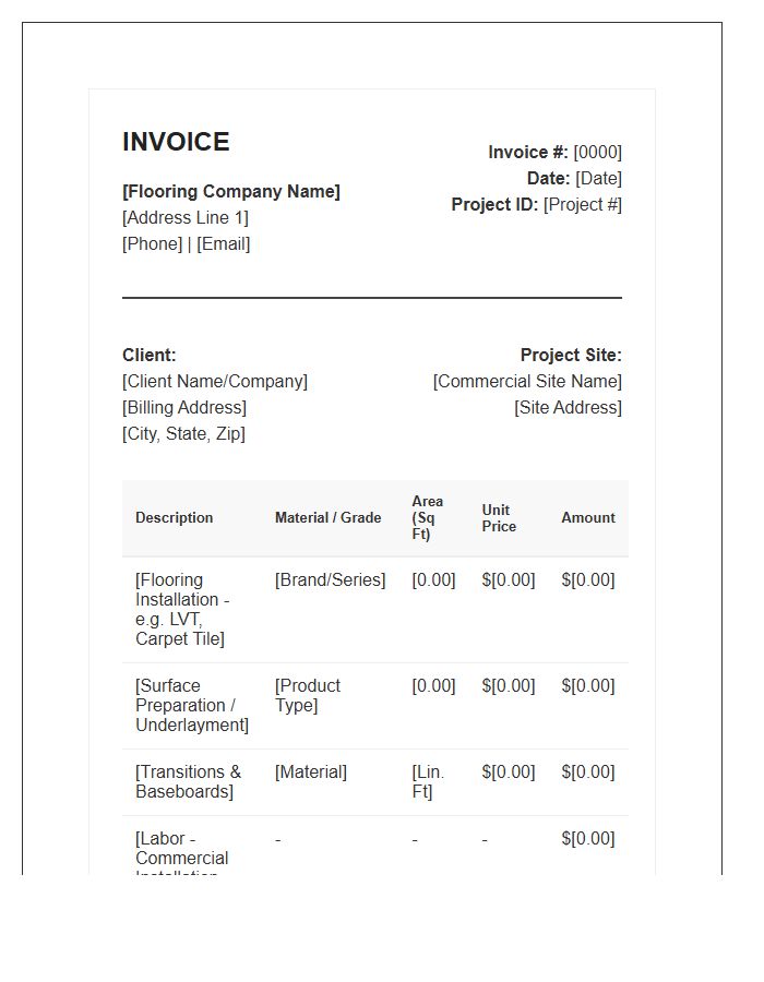 Commercial Flooring Project Invoice Template