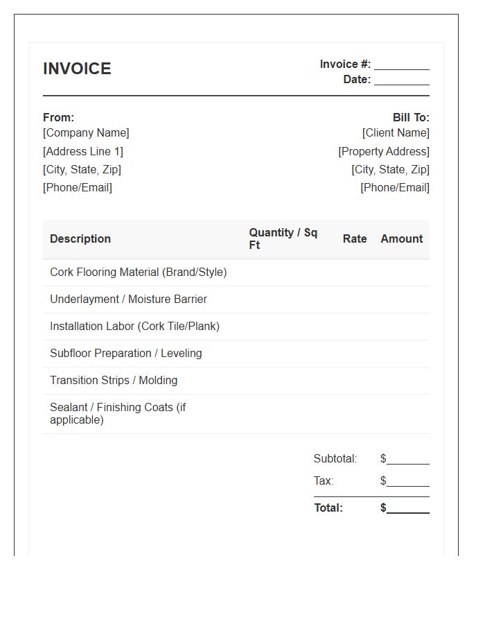 Cork Flooring Installation Invoice Template