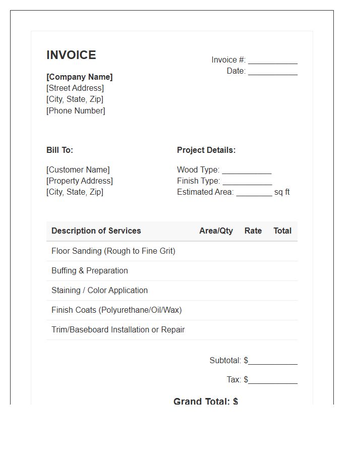 Floor Sanding And Refinishing Invoice Template