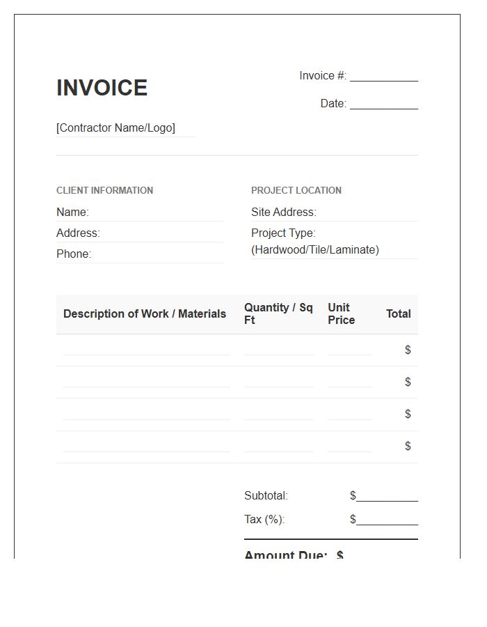 Residential Floor Renovation Invoice Template