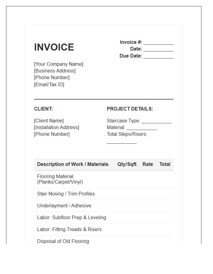 Staircase Flooring Fitting Invoice Template