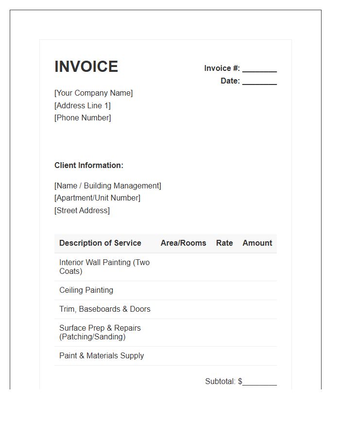 Apartment Painting Service Invoice Template