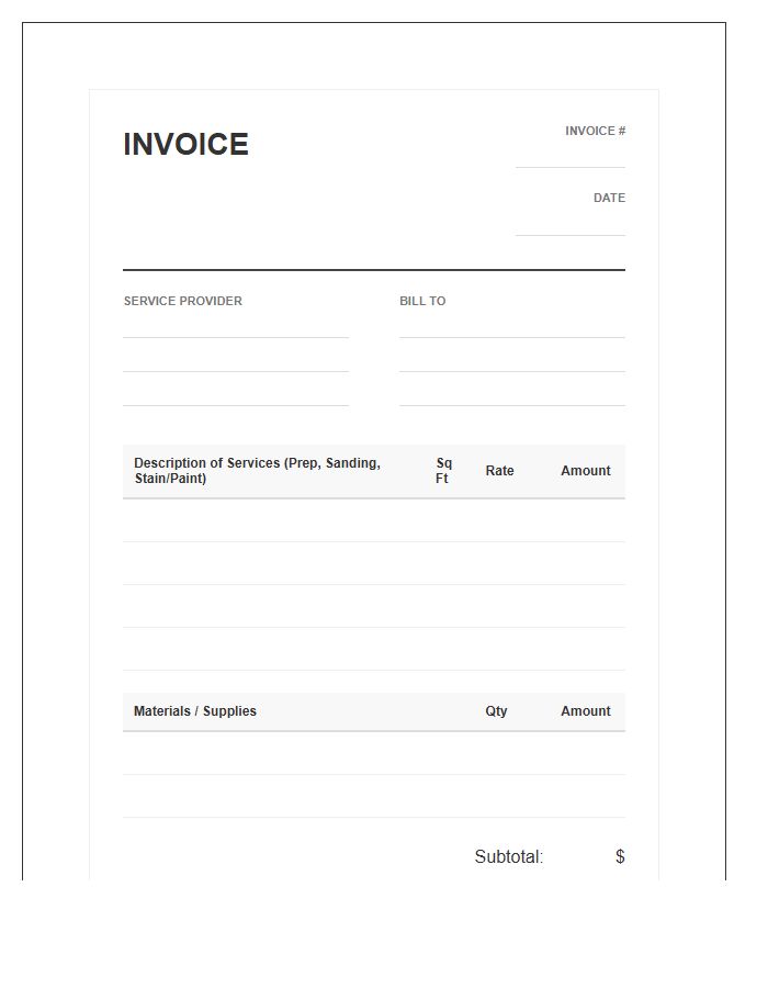 Deck Painting And Staining Invoice Template