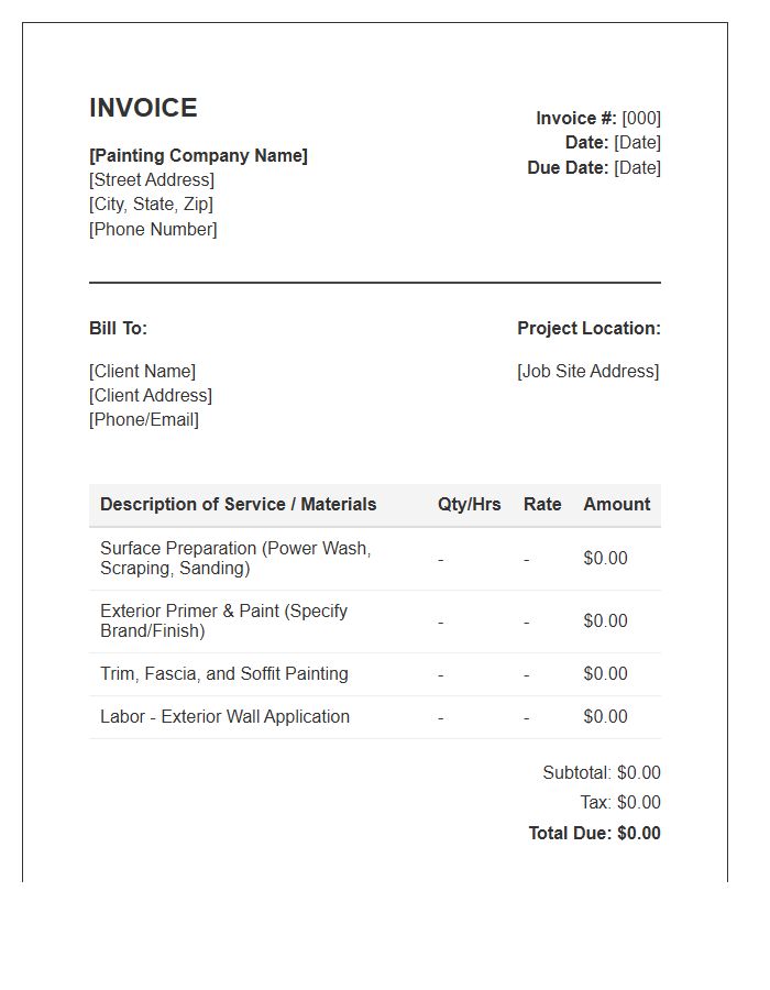 Exterior Wall Painting Invoice Template