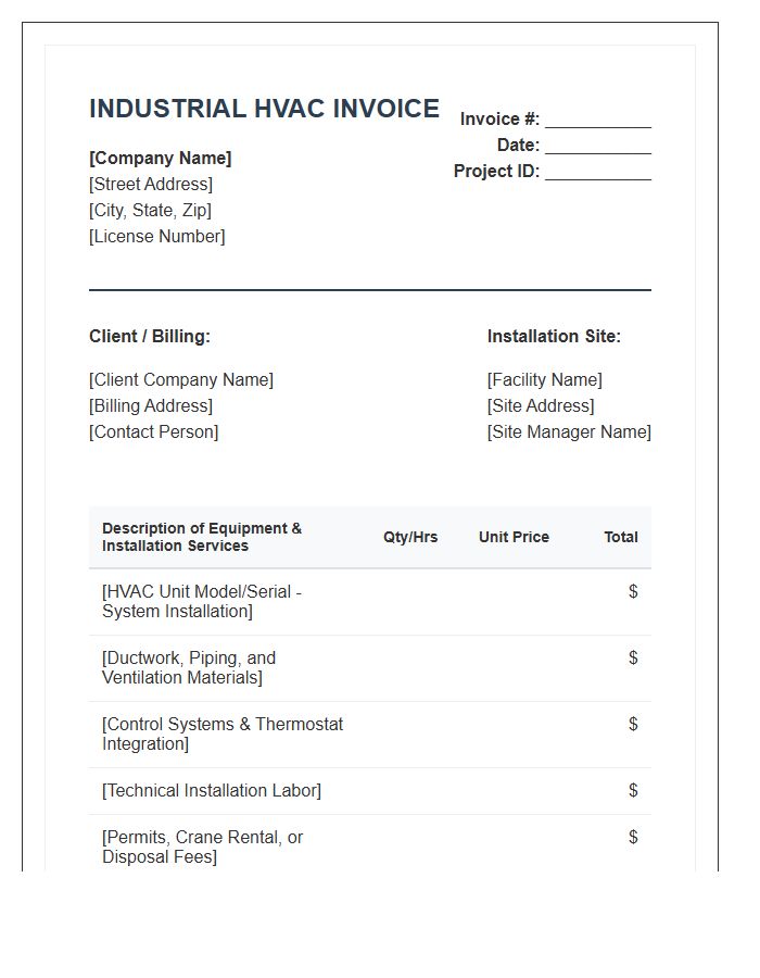 Industrial HVAC Installation Invoice Template