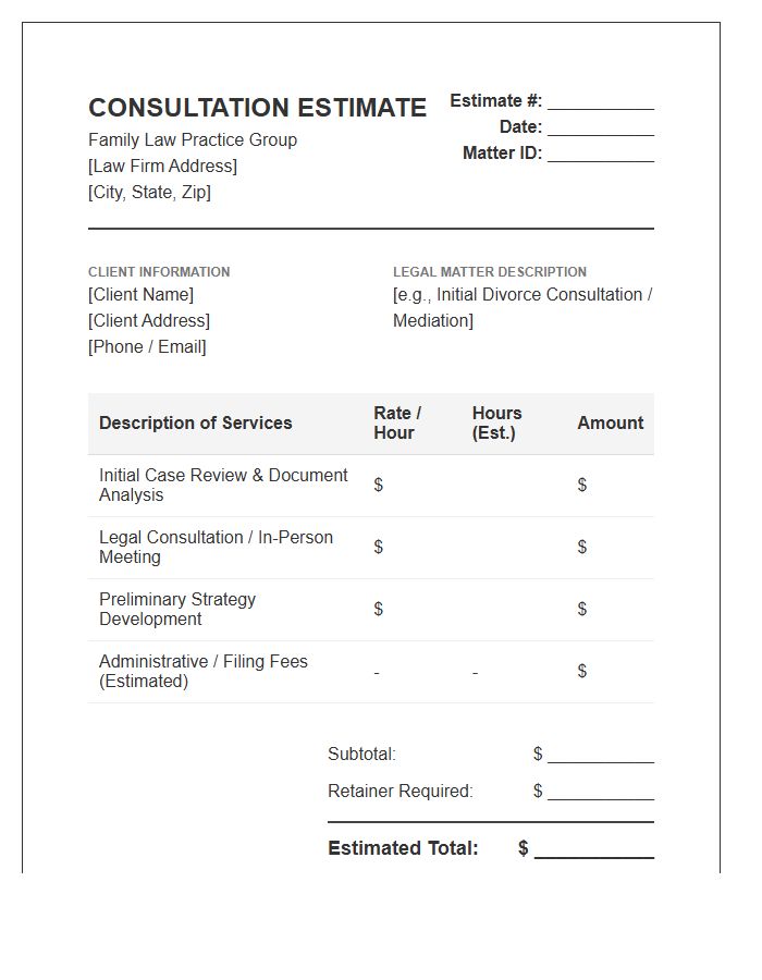 Family Law Consultation Estimate Invoice Template