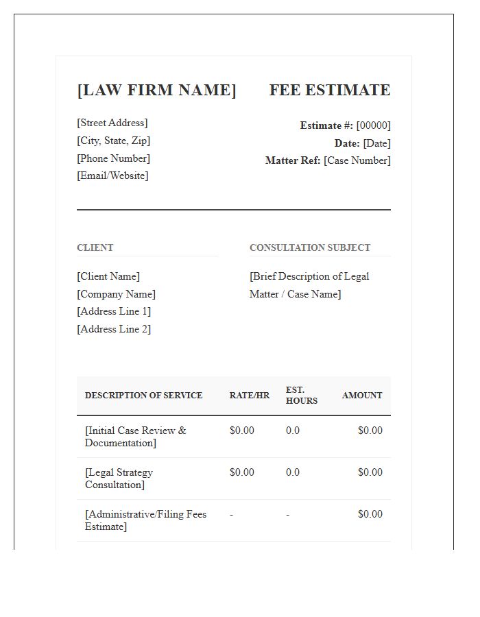 Formal Legal Consultation Estimate Invoice Template