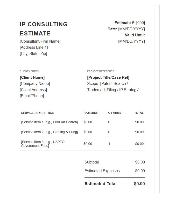 Intellectual Property Consulting Estimate Invoice Template