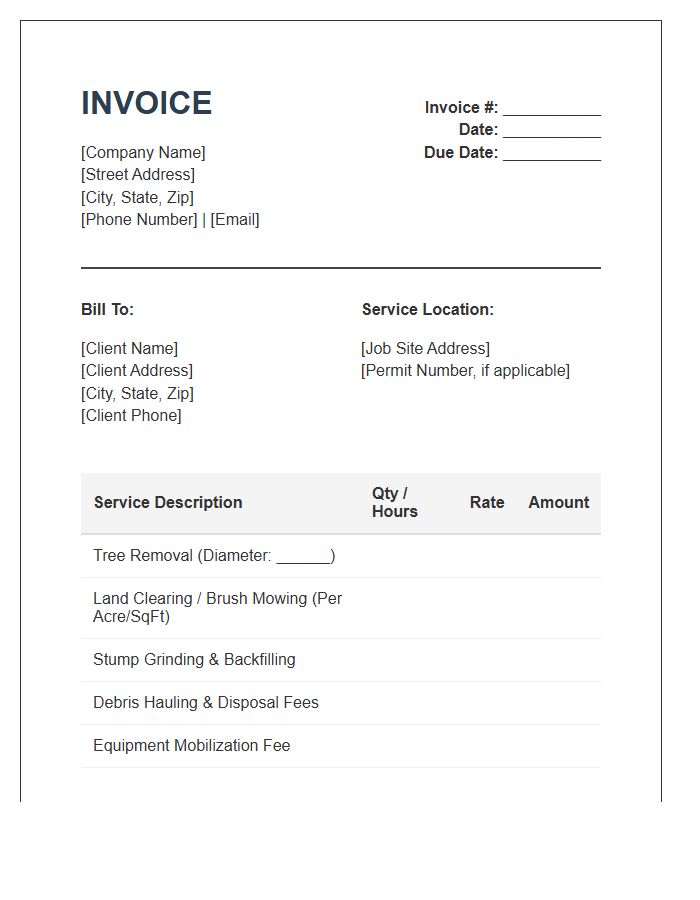 Land Clearing Tree Removal Invoice Template