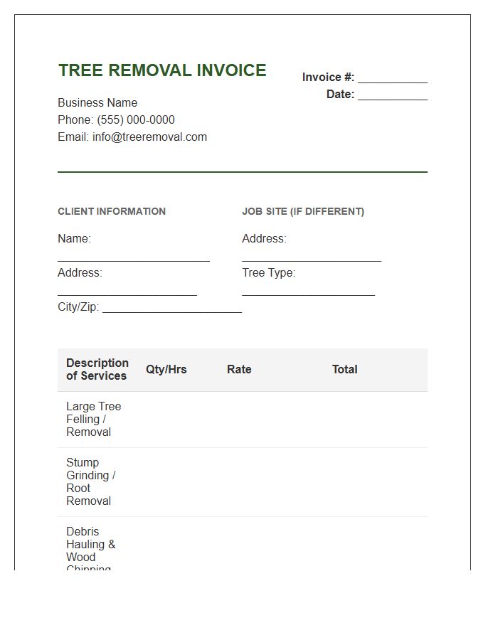 Large Tree Removal Service Invoice Template