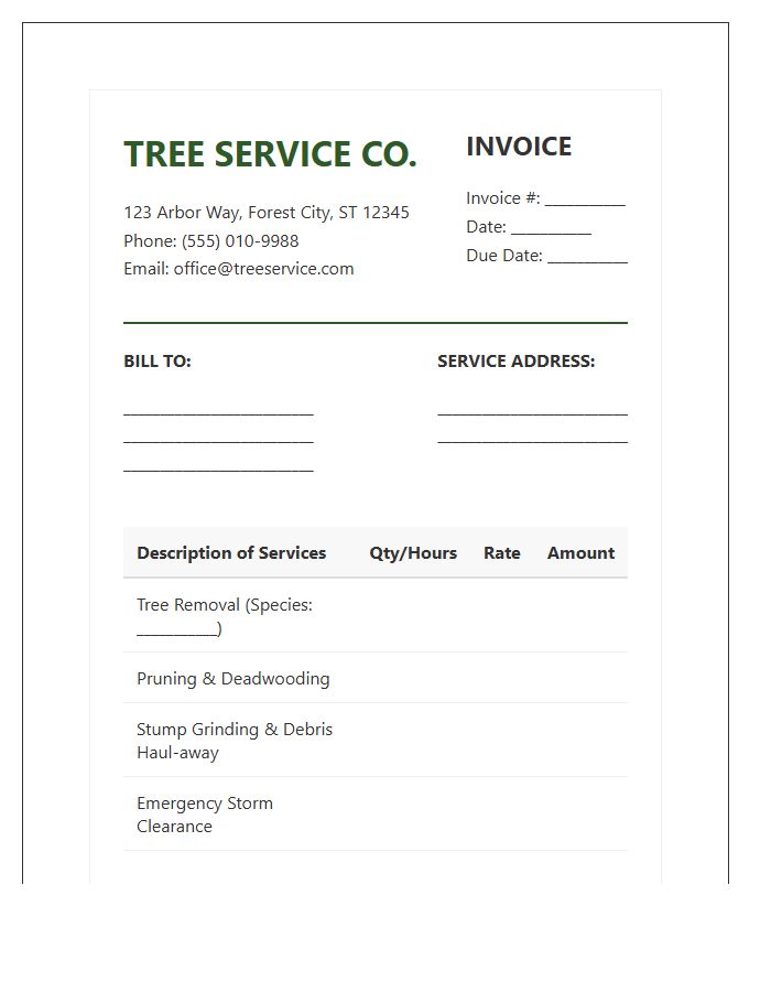 Professional Tree Service Invoice Template