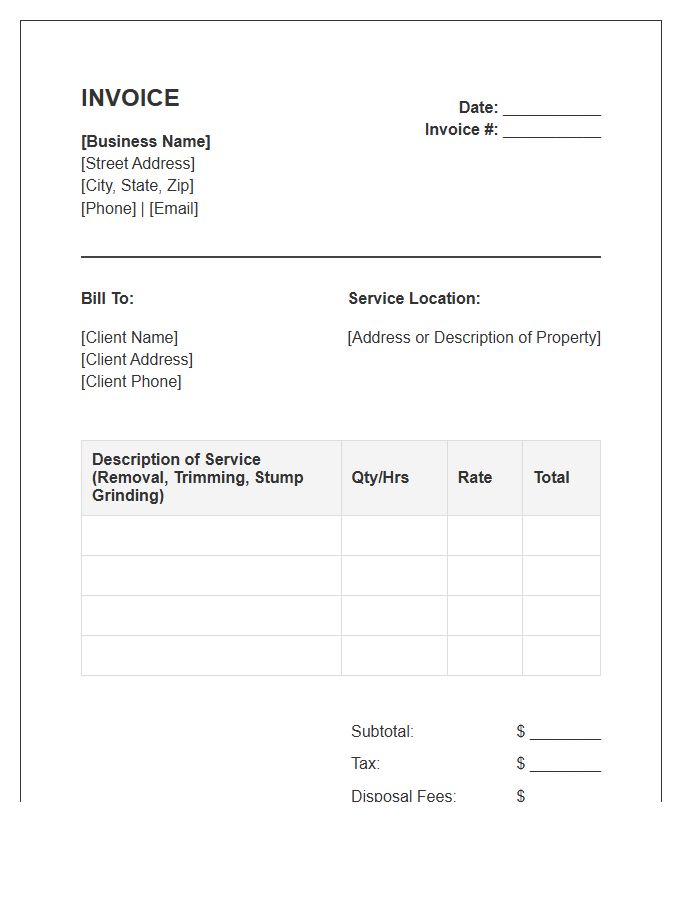 Tree Trimming And Removal Invoice Template