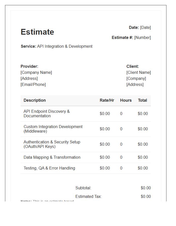 API Integration Services Estimate Invoice Template