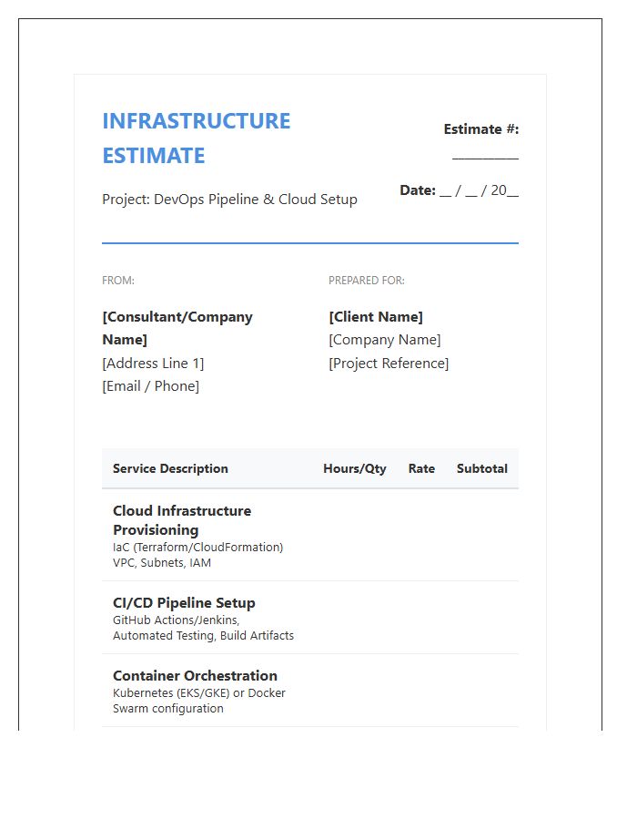 DevOps Infrastructure Setup Estimate Invoice Template